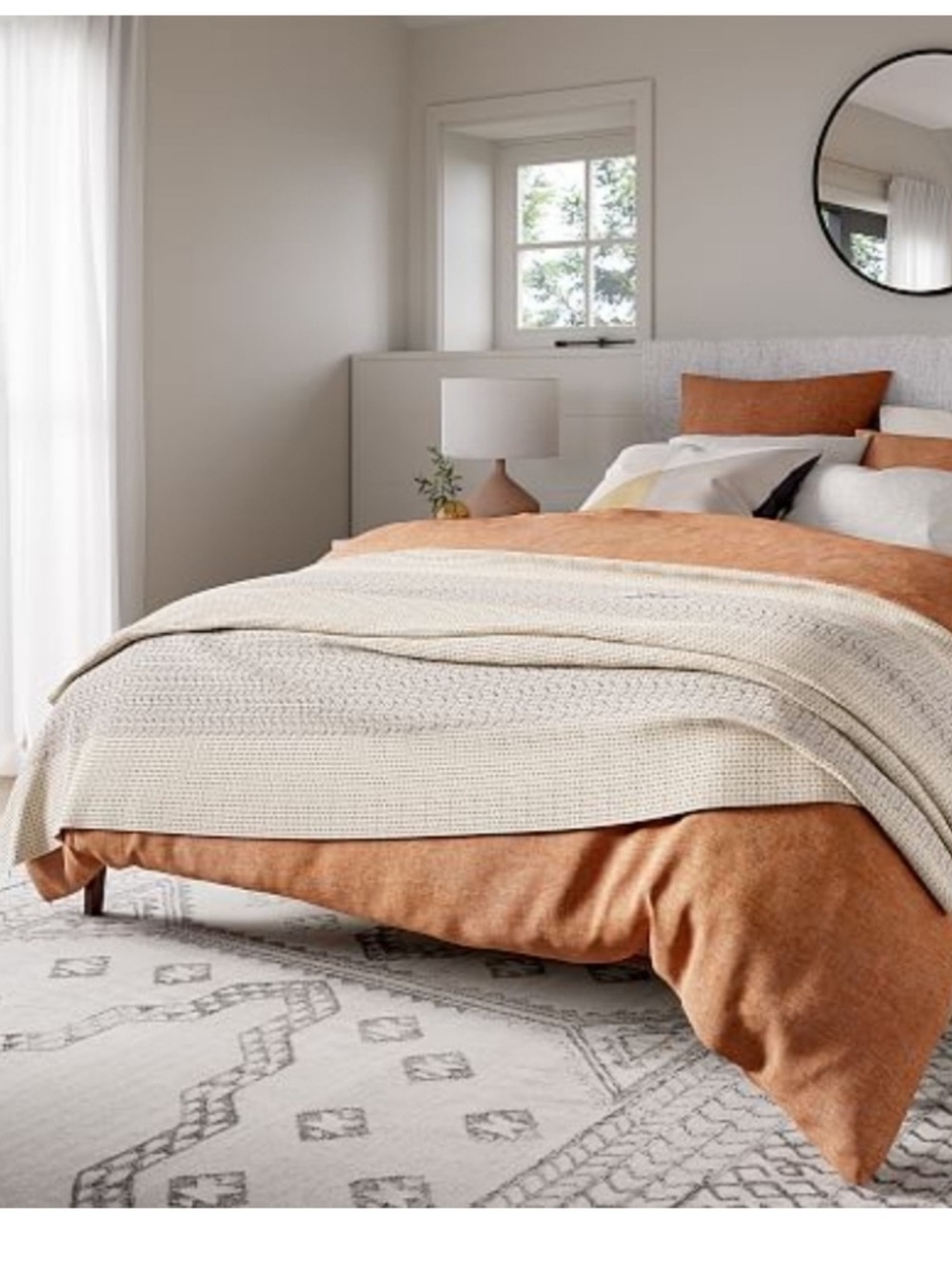 West Elm King Belgian Flax Linen Duvet Cover Terracotta Malange